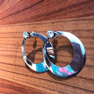 VTG BOHO 💎 STERLING SILVER & rhinestone hoops